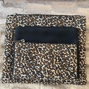 3-Piece Leopard Print and Black Travel/Cosmetic Set